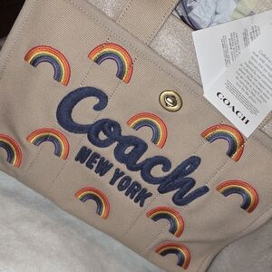 Coach Beige Rainbow Tote Bag